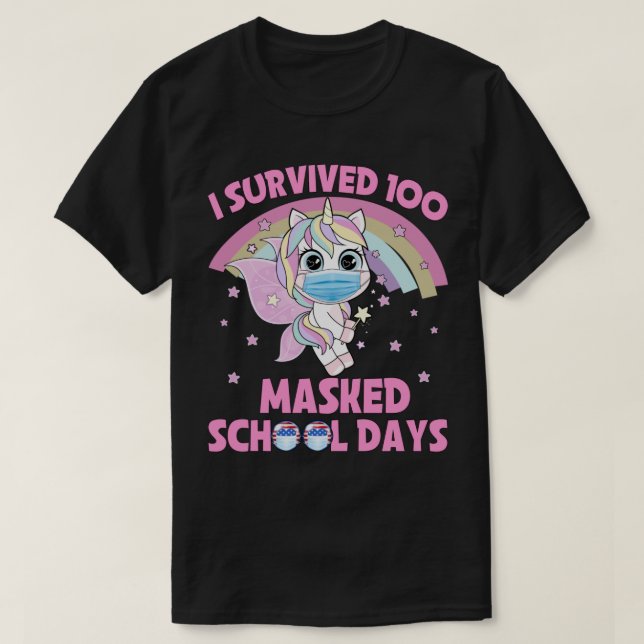 I Survived 100 Masked School Days T-Shirt (Design Front)