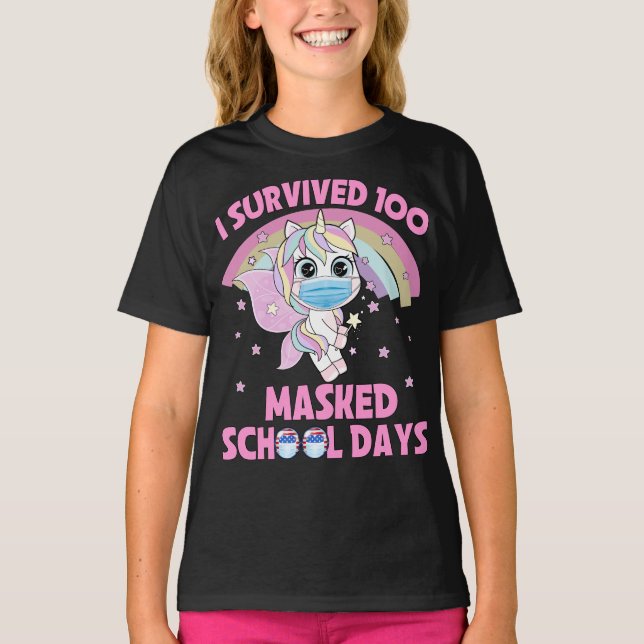 I Survived 100 Masked School Days T-Shirt (Front)