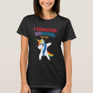 I Survived 100 Masked School Days Unicorn Dabbing T-Shirt