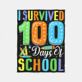 I Survived 100th Days Of School 100 Days Of School Fleece Blanket
