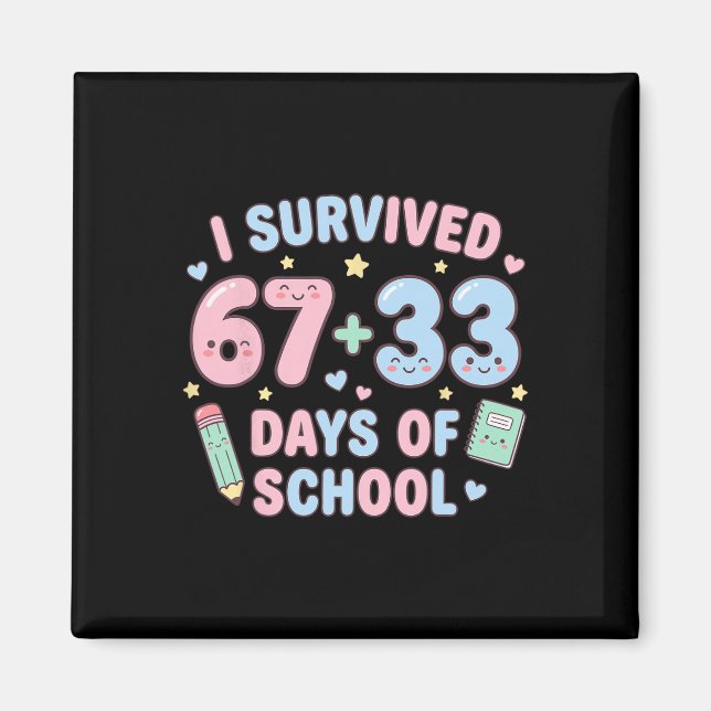 I Survived 100th Days Of School Math Teacher Kids  Magnet (Front)