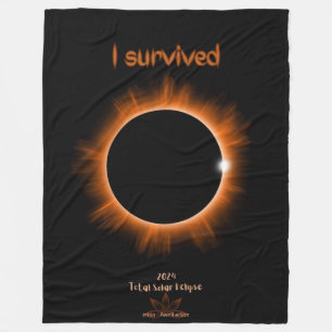 I Survived 2024 Solar Eclipse Fleece Blanket