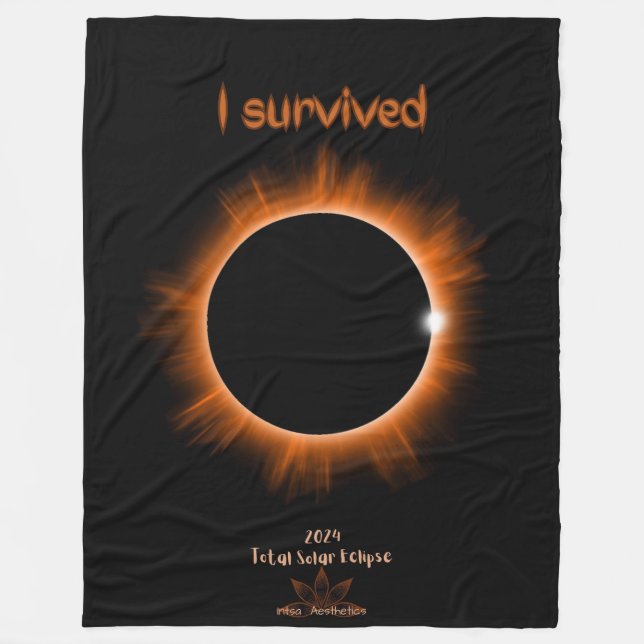 I Survived 2024 Solar Eclipse Fleece Blanket (Front)
