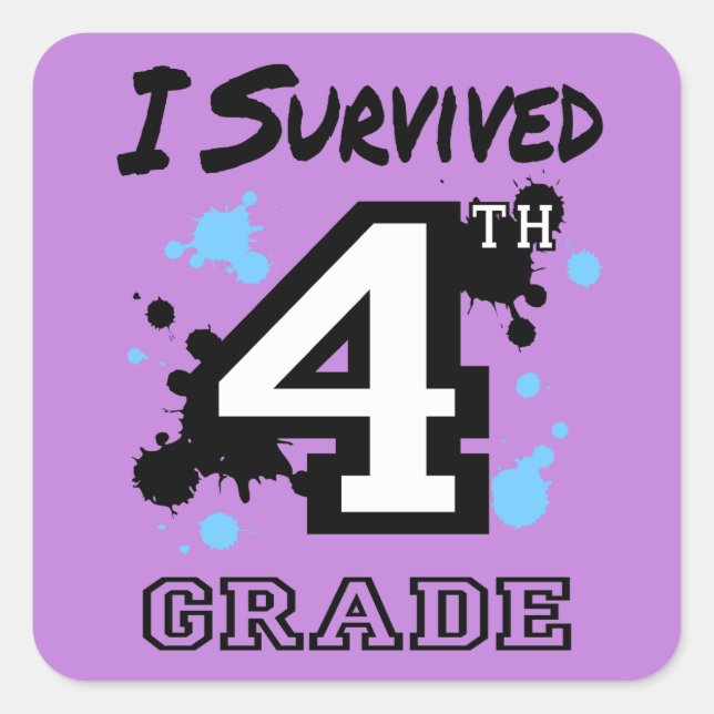 I Survived 4th Grade Square Sticker (Front)