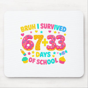 I Survived 67 + 33 Days Of School Ice Cream Drip G Mouse Pad