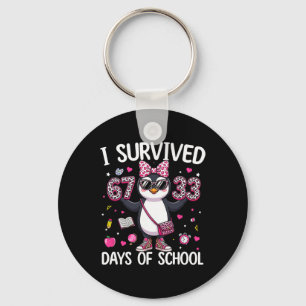 I Survived 67 33 Days Of School Teacher Kids 100th Key Ring