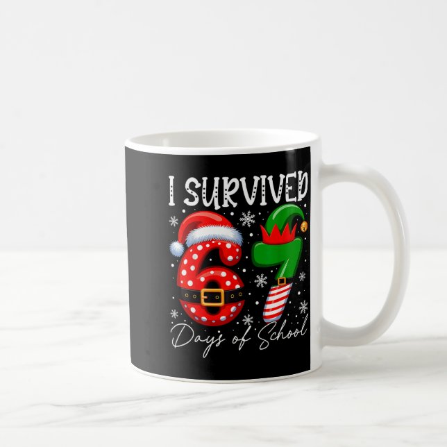 I Survived 67 Day Of School Funny 67 Xmas Santa El Coffee Mug (Right)