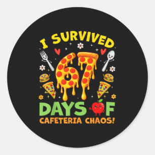 I Survived 67 Days Of Cafeteria Chaos Funny Boy Gi Classic Round Sticker