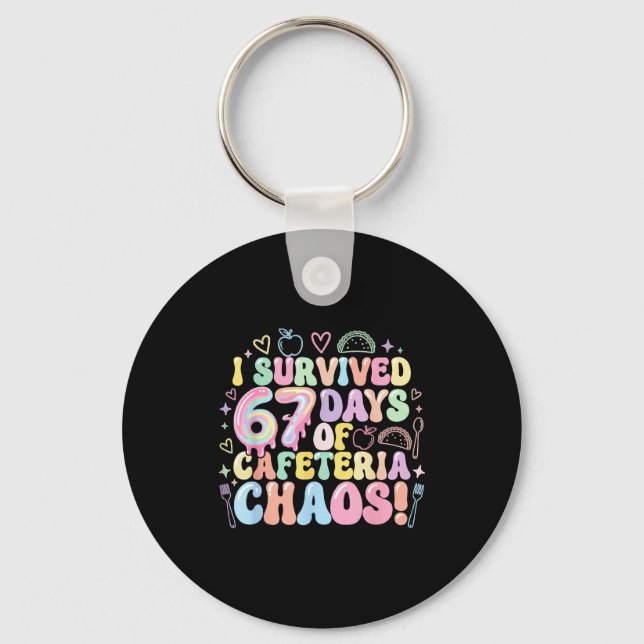 I Survived 67 Days Of Cafeteria Chaos Lunch Lady M Key Ring (Front)