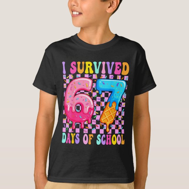 I Survived 67 Days Of School 100 Days Of School Te T-Shirt (Front)