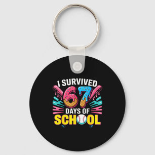 I Survived 67 Days Of School 67 Meme Baseball Ice Key Ring
