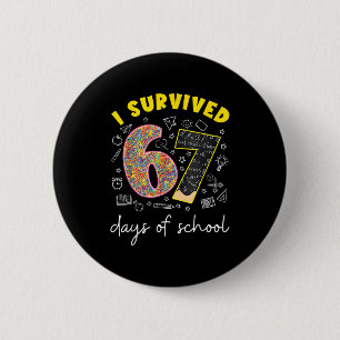 I Survived 67 Days Of School 67 Meme Rainbow Math  6 Cm Round Badge