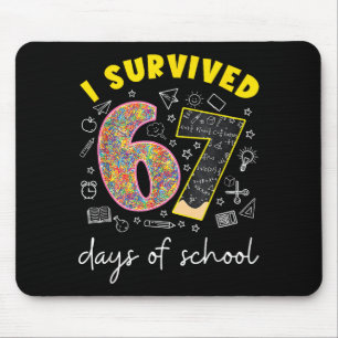 I Survived 67 Days Of School 67 Meme Rainbow Math  Mouse Pad