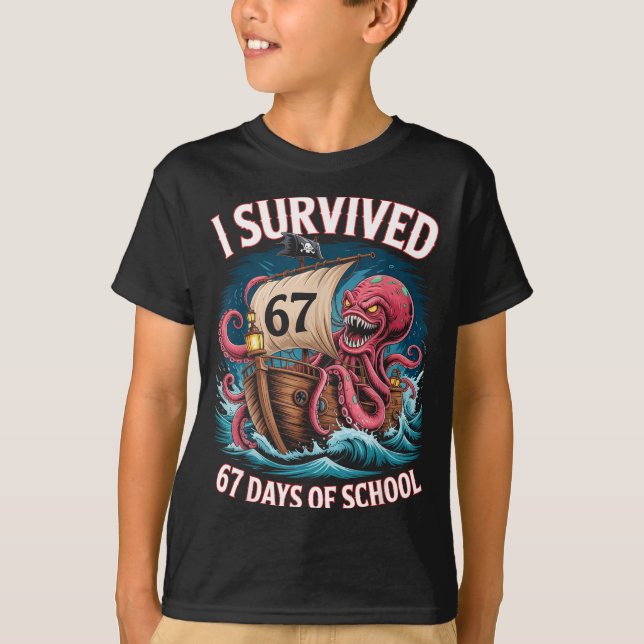 I Survived 67 Days Of School 6-7 Boys Kids Rate Oc T-Shirt (Front)