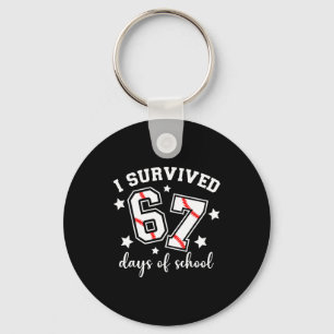 I Survived 67 Days Of School Baseball Six Seven Te Key Ring