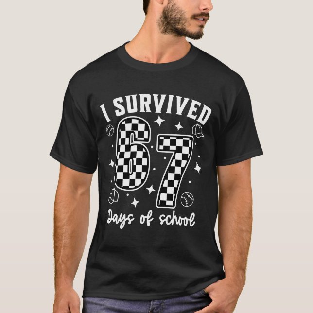 I Survived 67 Days of School Baseball T-Shirt (Front)
