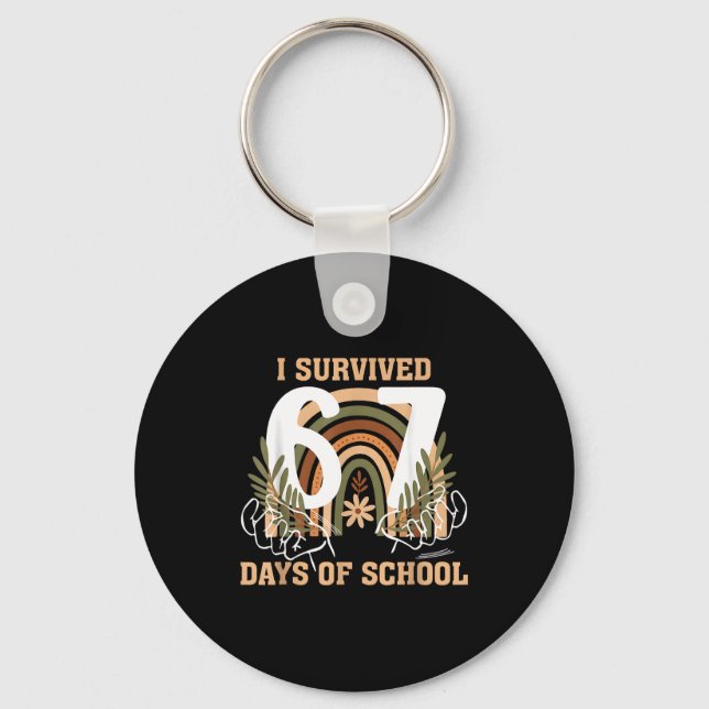 I Survived 67 Days Of School Boho Floral Gen Alpha Key Ring (Front)