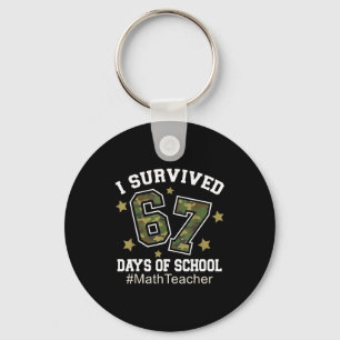 I Survived 67 Days Of School Camo 6 7 Meme Math Te Key Ring