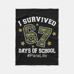 I Survived 67 Days Of School Camo 6 7 Meme Para Li Fleece Blanket