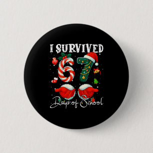 I Survived 67 Days Of School Christmas Candy Cane  6 Cm Round Badge