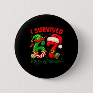 I Survived 67 Days Of School Christmas Candy Cane  6 Cm Round Badge