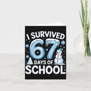 I Survived 67 Days Of School Christmas Candy Cane  Card