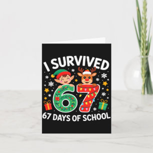 I Survived 67 Days Of School Christmas Candy Cane  Card
