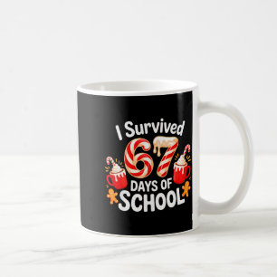 I Survived 67 Days Of School Christmas Candy Cane Coffee Mug