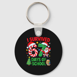 I Survived 67 Days Of School Christmas Candy Cane  Key Ring