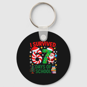 I Survived 67 Days Of School Christmas Candy Cane Key Ring