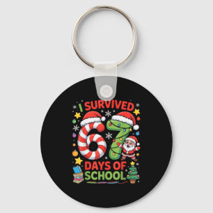 I Survived 67 Days Of School Christmas Candy Cane  Key Ring