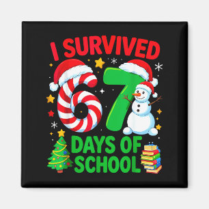 I Survived 67 Days Of School Christmas Candy Cane Magnet