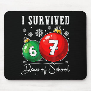 I Survived 67 Days Of School Christmas Candy Cane Mouse Pad