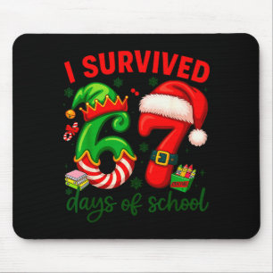 I Survived 67 Days Of School Christmas Candy Cane  Mouse Pad