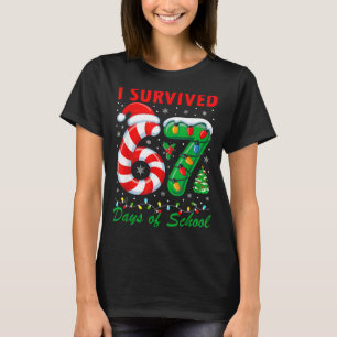 I Survived 67 Days Of School Christmas Candy Cane  T-Shirt