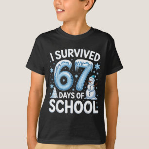 I Survived 67 Days Of School Christmas Candy Cane  T-Shirt