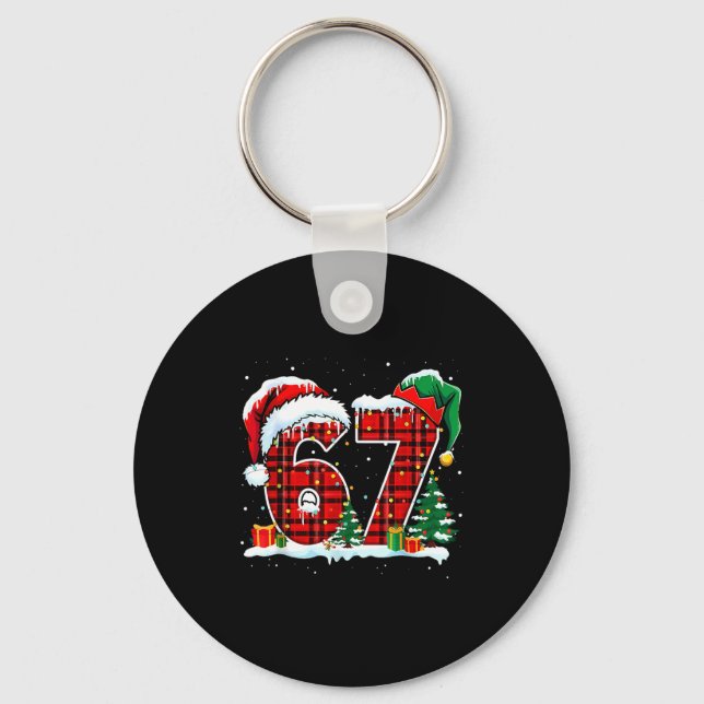I Survived 67 Days Of School Christmas Funny Teach Key Ring (Front)