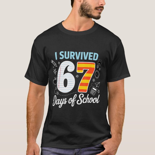 I Survived 67 Days Of School Cl Paper Meme  T-Shirt (Front)
