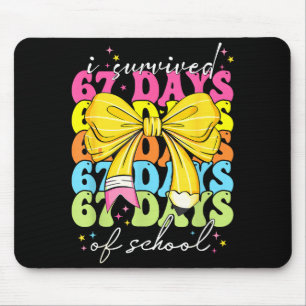 I Survived 67 Days Of School Coquette Bow Student  Mouse Pad