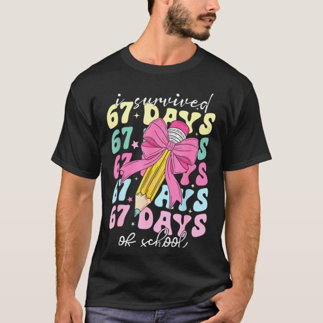 I Survived 67 Days Of School Coquette Bow Student  T-Shirt (Front)