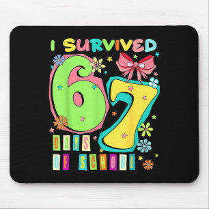 I Survived 67 Days Of School Coquette Bow Teachers Mouse Pad