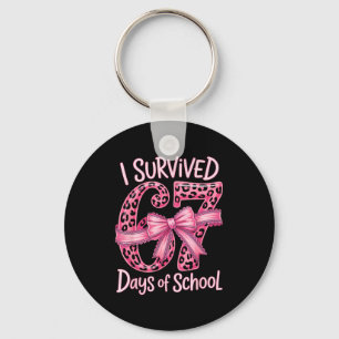 I Survived 67 Days Of School Coquette Girls Women Key Ring