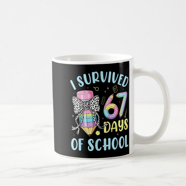 I Survived 67 Days Of School Cute Pastel Pencil Bo Coffee Mug (Right)