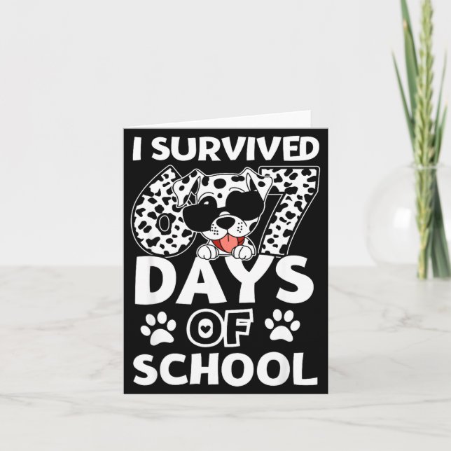 I Survived 67 Days Of School Dabbing Dalmatian Dog Card (Front)