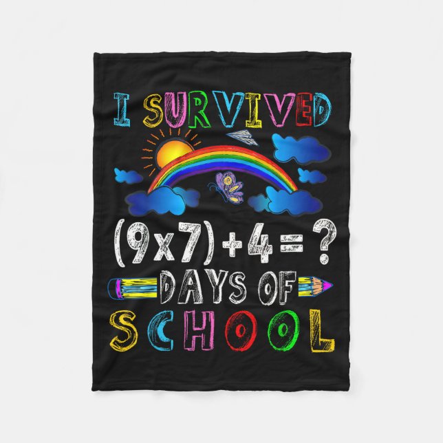 I Survived 67 Days Of School Funny 67 Meme Math Te Fleece Blanket (Front)