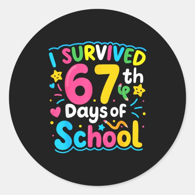 I Survived 67 Days Of School Funny 67 Meme Student Classic Round Sticker (Front)
