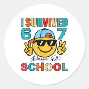I Survived 67 Days Of School Funny 67 Meme Student Classic Round Sticker