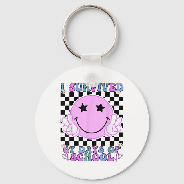 I Survived 67 Days Of School Funny 67 Meme Student Key Ring (Front)