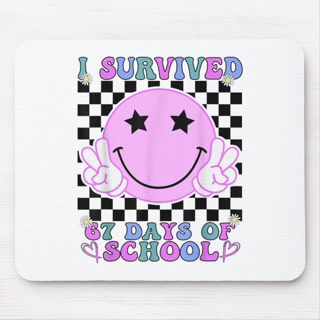 I Survived 67 Days Of School Funny 67 Meme Student Mouse Pad (Front)