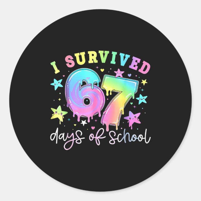 I Survived 67 Days Of School Funny 67 Meme Teacher Classic Round Sticker (Front)